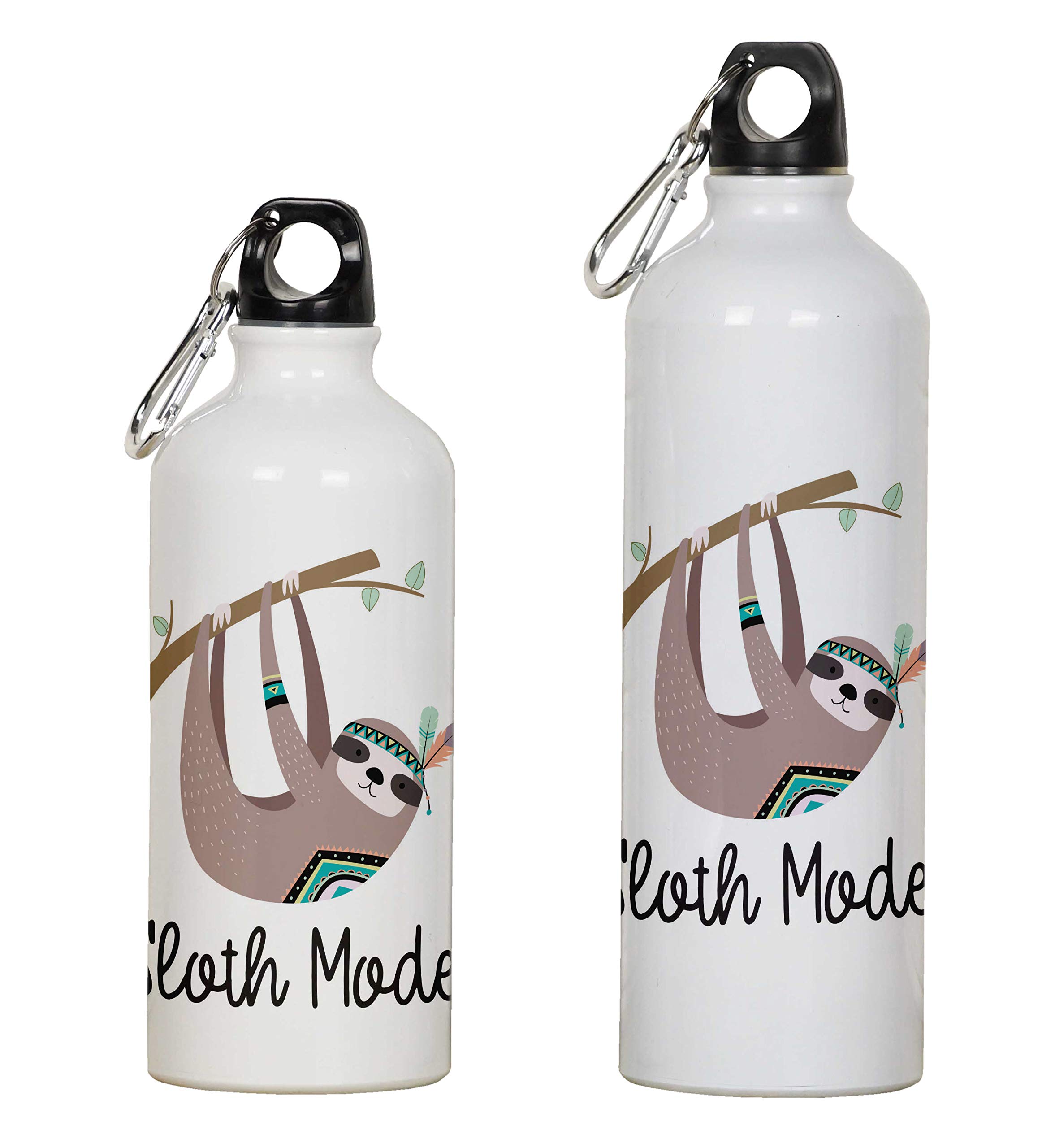 Printtoo Aluminum Sport Water Bottle Sloth Mode Print Travel Bottle With Carabiner Clip 650ml/21.9oz