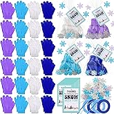 Ramede 182 Pieces Winter Party Favors for Kids 4 Colors Full Fingers Knit Gloves with cards Children Warm Gloves Bulk for Boys Girls Holiday Birthday Party Winter gifts