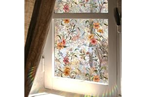 Stained Glass Window Film,Window Privacy Films,Rainbow Glass Decals Stickers for Home Anti UV17.7" x 43.3"