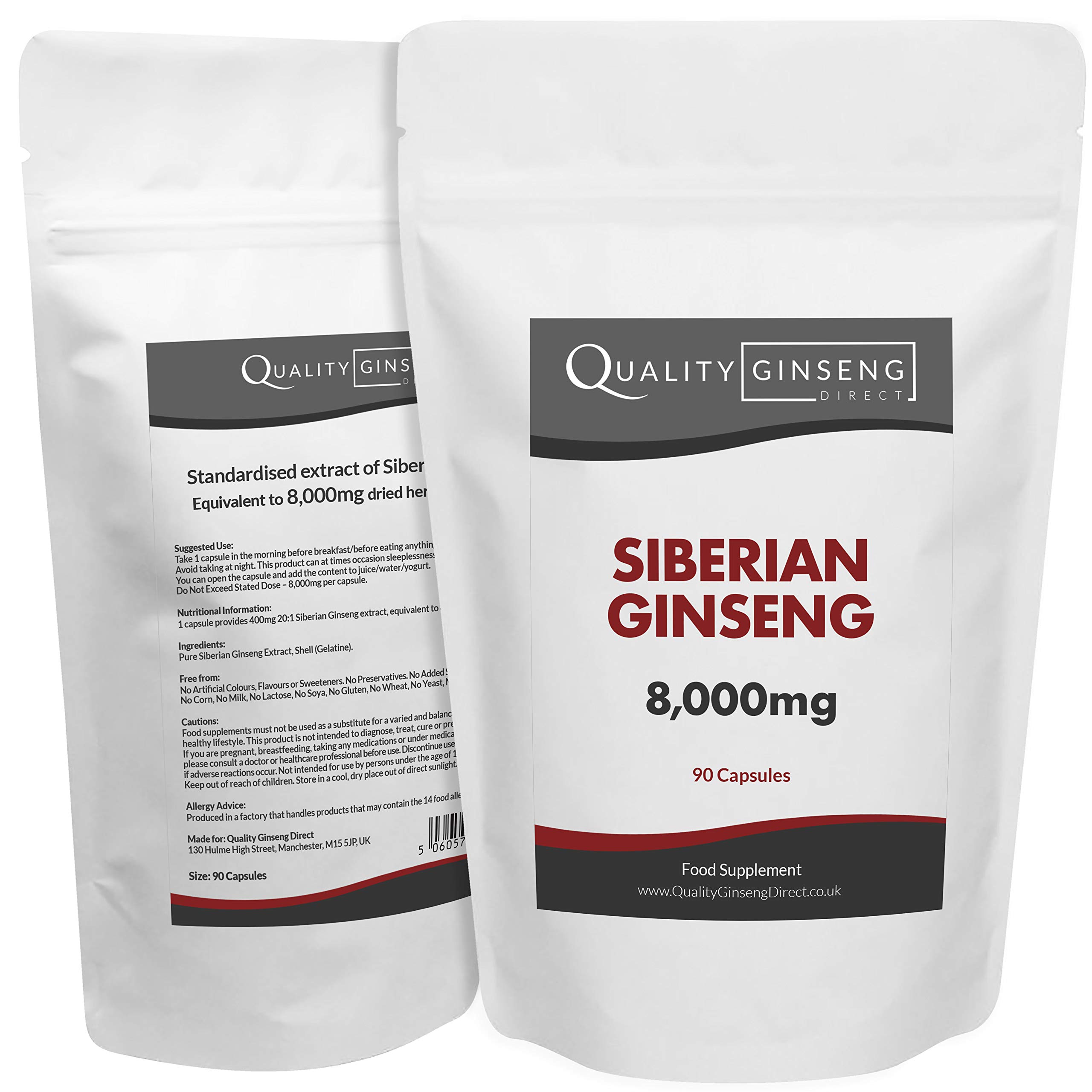 Siberian Ginseng - 8,000mg Capsules - Powerful Formula (90)
