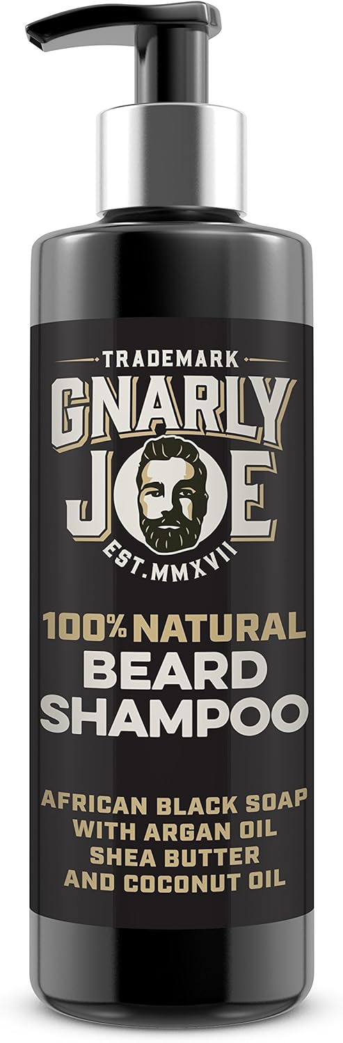 Gnarly Joe Beard Shampoo for Men, 250ml Natural Face Wash with African Black Soap, Argan Oil & Shea Butter
