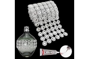 Yhsheen 3Yards Silver Flower Rhinestone Ribbon Trim with Glue, 4In/6Rows Rhinestone Mesh Fabric, Bling Rhinestone Ribbon Roll for Crafts, Party Christmas New Year Decoration(3Y-Silver)