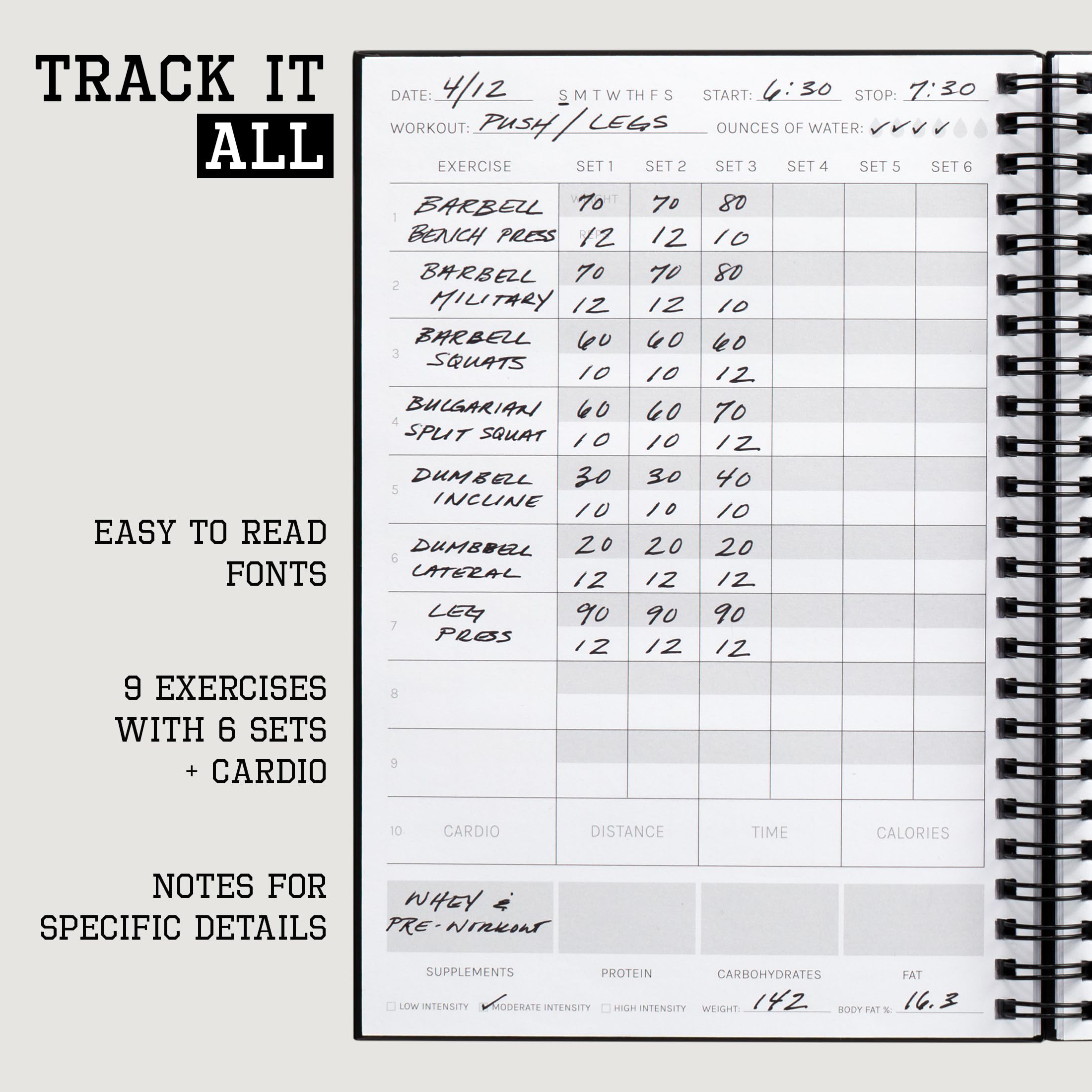 The Ultimate Fitness Journal for Tracking and Crushing Your Gym Goals - Detailed Workout Planner & Log Book For Men and Women - Great Gym Accessories With Calendar, Nutrition & Progress Tracker - Image 3