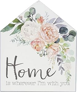 ReLIVE Decorative Expressions 6x5 Wooden Painted House Sign Home is Wherever I'm with You