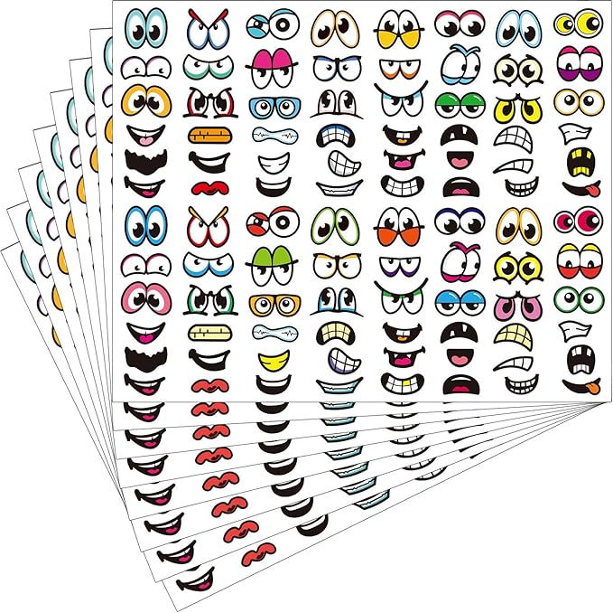 Outus 960 Pieces Scribble Stickers Eyes Mouth Stickers Cartoon Stickers