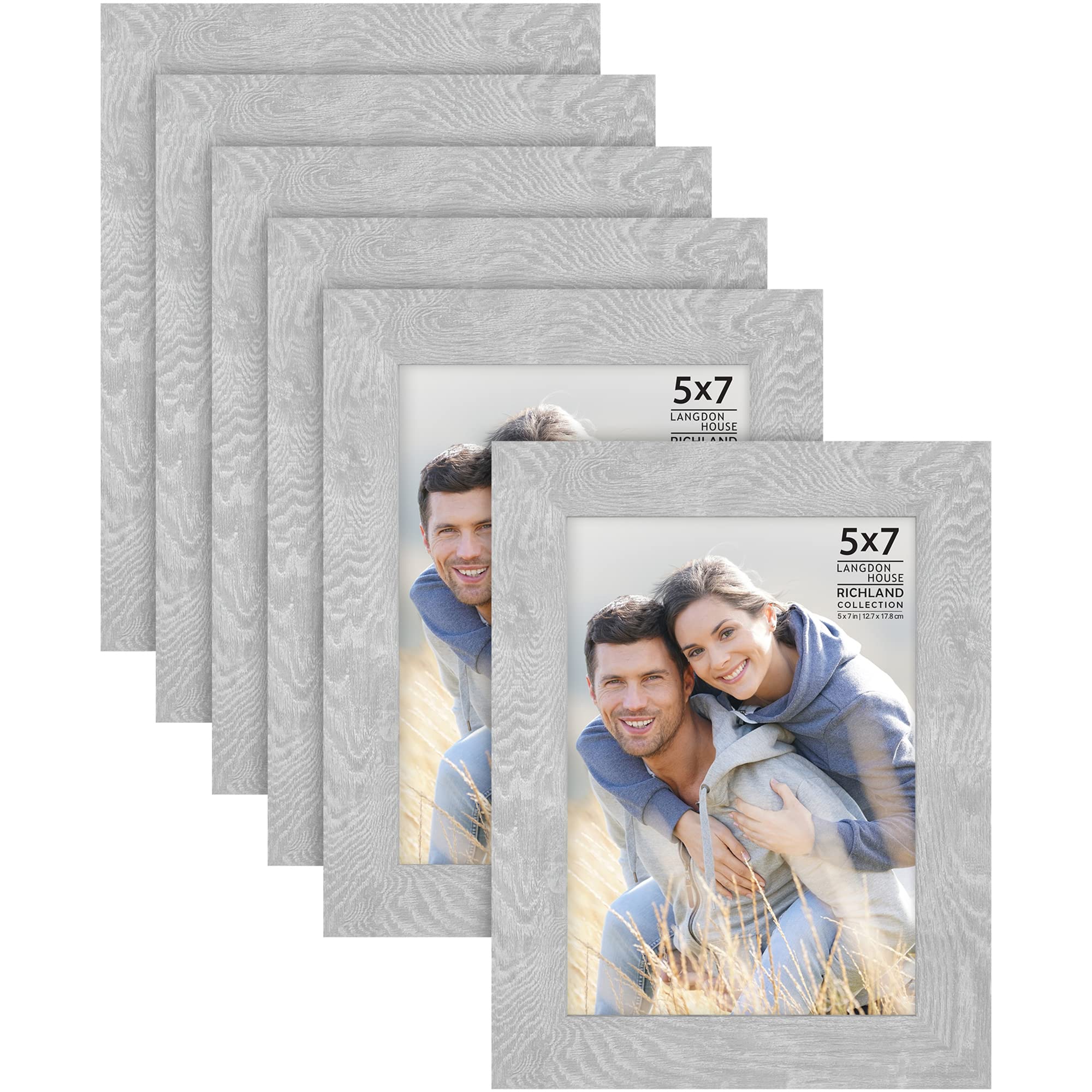 Langdon House 7x5 Picture Frames (Ash Gray, 6 Pack) Wood-grain Style, Richland Collection