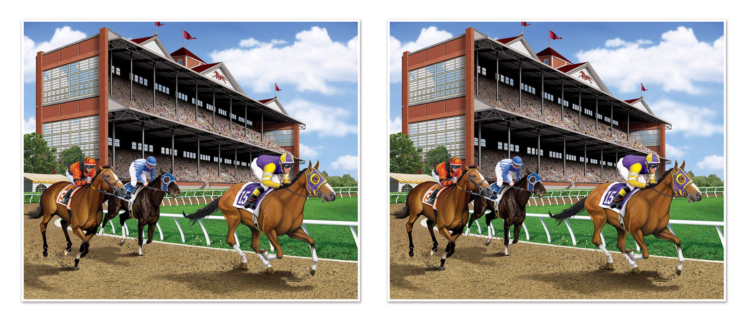 Beistle Horse Racing Insta-Mural Photo Op 2 Piece Derby Day Decorations, Sports Party Supplies, Wall Décor, 5' x 6', Multicolored