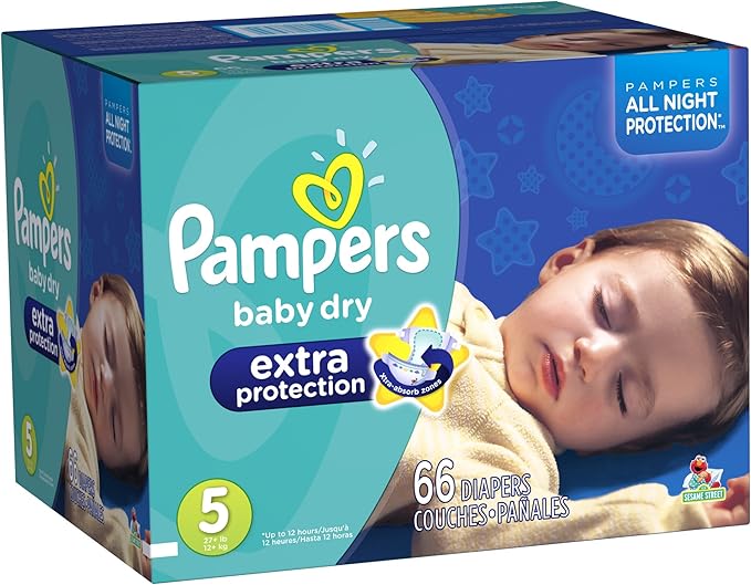 Pampers Baby Dry Extra Protection Diapers, Super Pack, Size 5, 66 Count