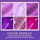 Yueshop 6 Colors Gel Nail Polish Set Grape Purple Glitter Sparkle Kit view 3
