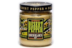 Desert Pepper Queso Blanco with Jalapeno Peppers, Green Chiles and White Cheddar Cheese, Gluten-Free, Low Carb Snack Queso Dip Medium Salsa, 6-Pack