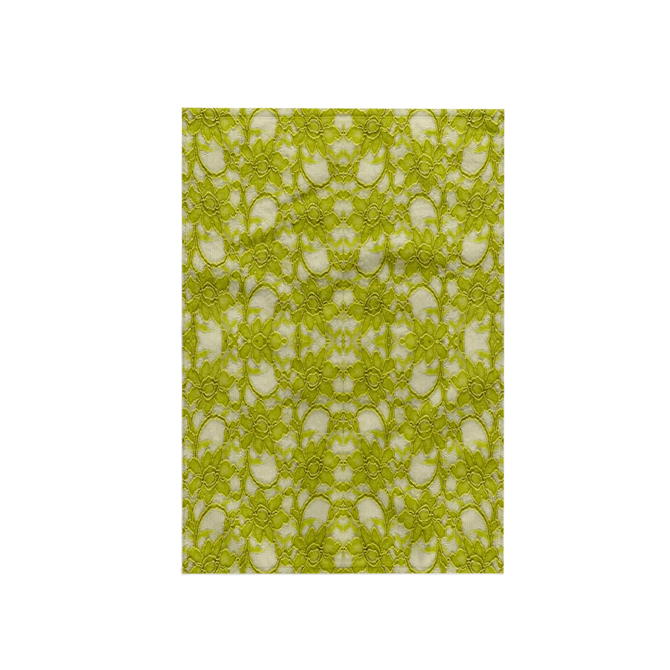 3dRose Image of Trendy Chartreuse Lace Towel, White, 15 x 22-Inch