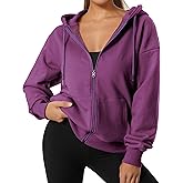 GIVON Women's Oversized Fleece Zip Up Hoodie Y2k Clothes Lightweight Long Sleeve Hooded Sweatshirt with Pockets