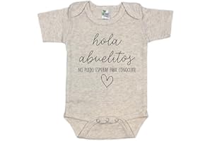 PINEAPPLE PANCAKE KIDS Hola Abuelitos Spanish Pregnancy Announcement Infant Bodysuit for Grandparents - Abuelito Gift for New Baby Reveal! (Natural)