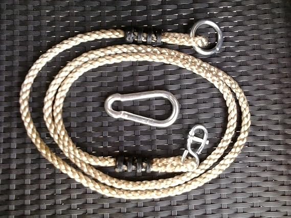 2 x Seil + 2 x Karabiner Haken Schaukelseil mit Achterhacken Verlängerungsseil Universal 180 cm Verstellbar