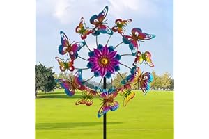 YOURONGMAO 45" Butterfly Garden Wind Spinners for Yard, 12pcs Colorful Butterflies Kinetic Outdoor Decor, Wind Sculpture Yard Art Decorations for Patio, Lawn