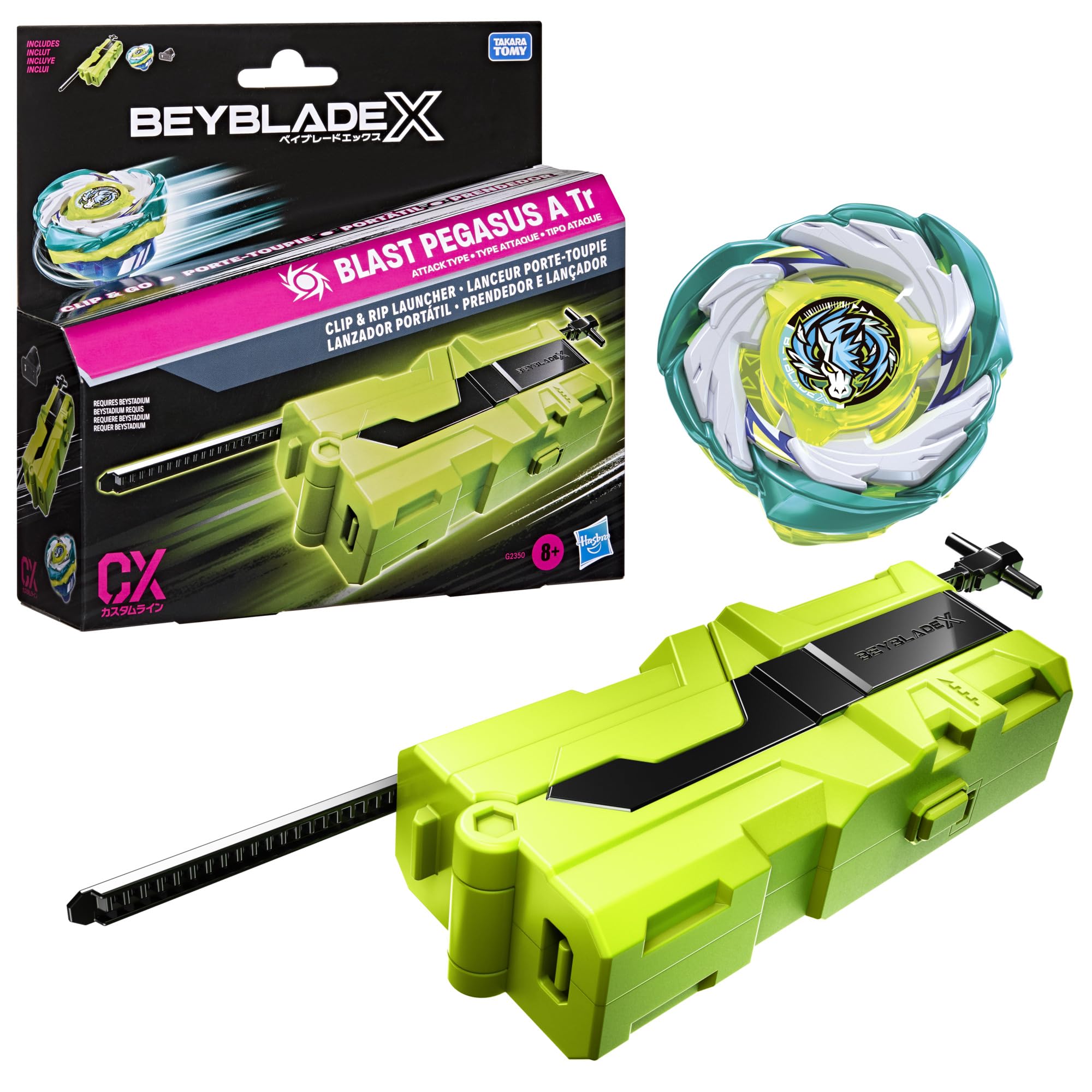 Beyblade X Blast Pegasus A Tr Clip & Rip Launcher with Takara Tomy Attack Type Top Right-Spinning Top, Battling Tops Game Toys, Ages 8+
