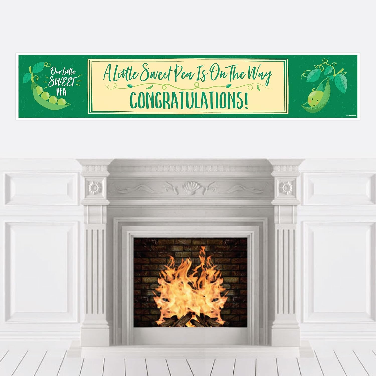 Amazon Com Lime Green And Gray Sweet Pea Baby Shower Banner