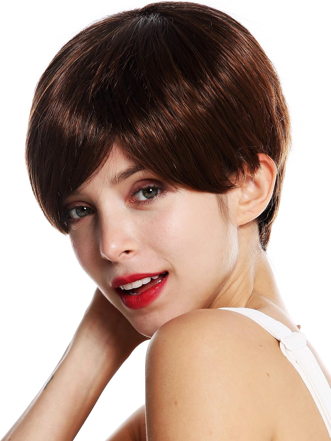 WIG ME UP - VK-32-2T30 quality women's wig very short boyish parting parted chestnut brown mix, Brown mix (2T30), Length: approx. 20 cm - Image 4