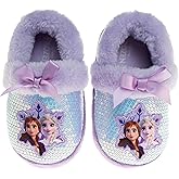 Disney Frozen Elsa and Anna Girls Slippers - Plush Non-Slip Comfy Fluffy Lightweight Warm Comfort Soft Aline Indoor House Slippers (Toddler/Little Kid)