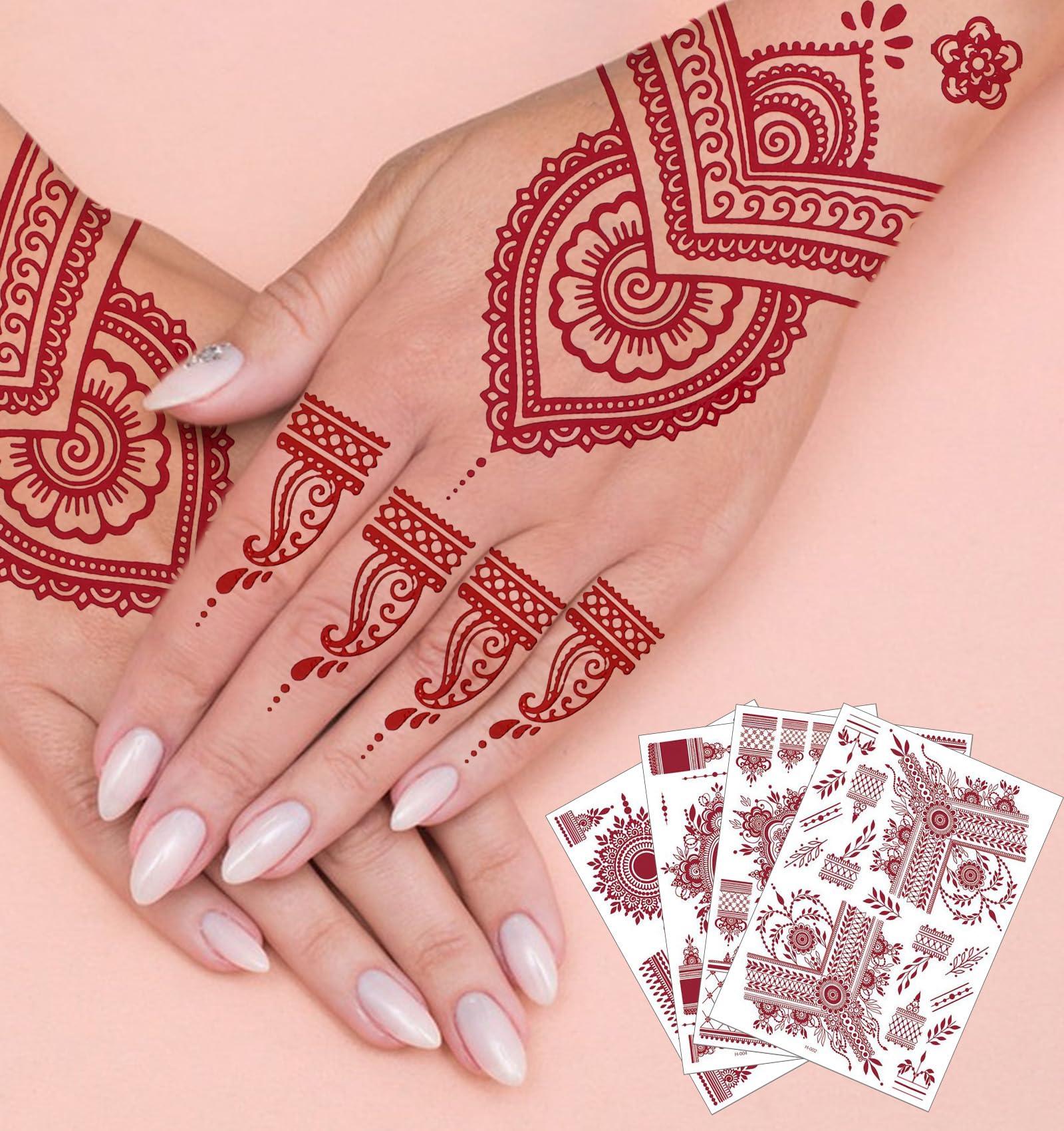 Photo 1 of 12-Pack - Waterproof Body Art Stickers for Women, Peacock & Lotus Designs for Wedding Party Festival (Brown Skin-Safe Decals)