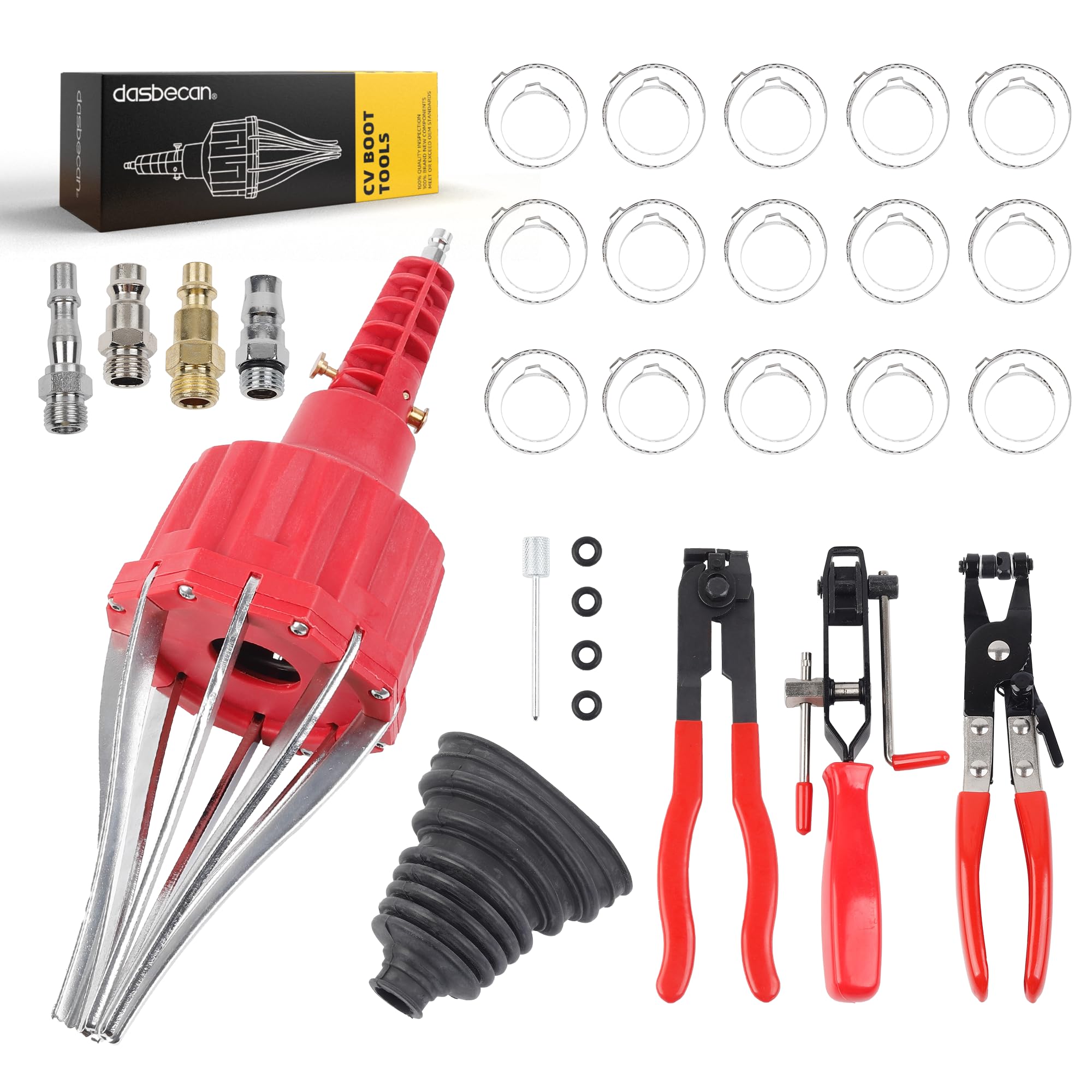 Photo 1 of Dasbecan Upgraded CV Joint Boot Tool Expander Rod Spreader Installation Removal Tool Kit with 3Pcs Auto CV Joint Boot Clamp Pliers Tool Set