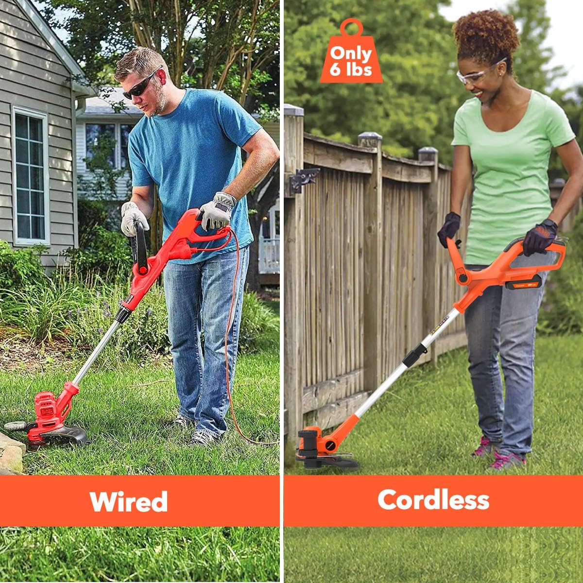 PAXCESS Cordless String Trimmer/Edger Lightweight&Powerful with 2 pcs 20V Batterys, Orange : Garden & Outdoor