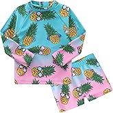 Boys Rash Guard Swim Set Boys Long Sleeve Swim Shirt with Swim Trunks Two Piece Bathing Suits for Toddler Baby Boys