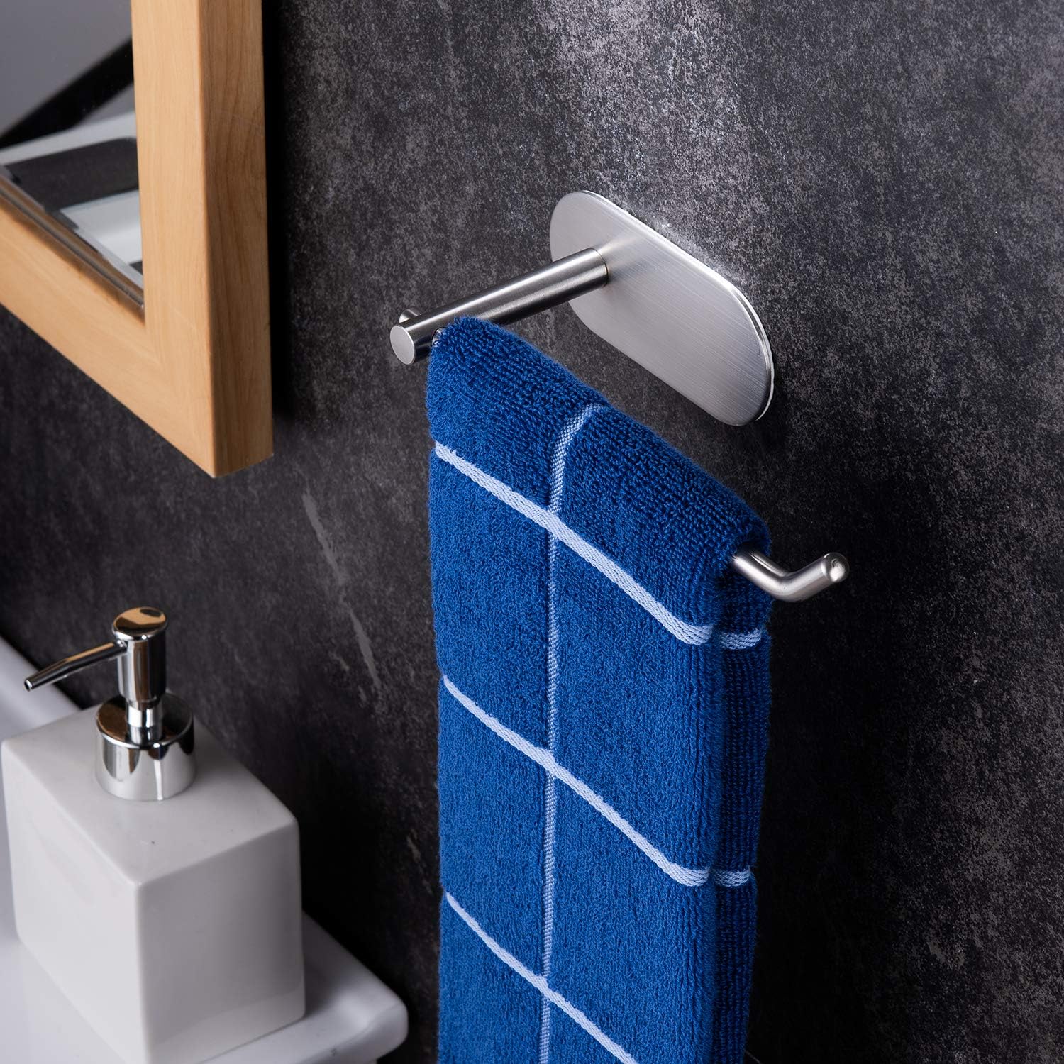 DELITON Hand Towel Holder/Towel Ring - Self Adhesive Bath Towel Bar Stick on Wall for Bathroom, Stainless Steel: Home & Kitchen