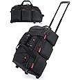 BAGSMART Rolling Duffle Bag with Wheels, 36L Travel Bag with Water-proof Pockets, Airline-Approved Carry On Duffel Bag with Handle, Black