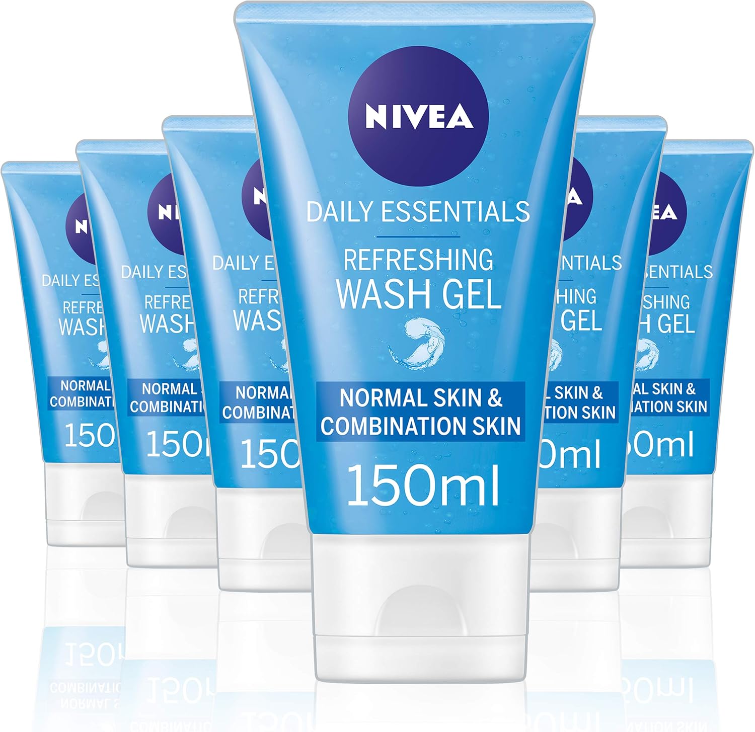 NIVEA Refreshing Face Wash Gel (6 x 150ml), Face Wash Gel with Lotus Flower and Hydramine