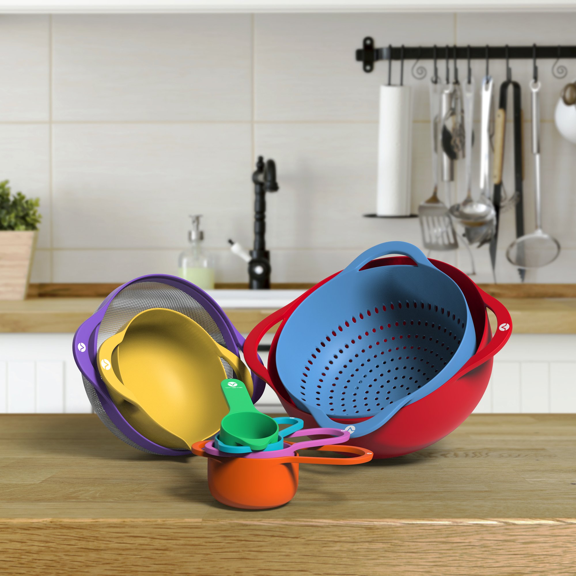 Vremi 13 Piece Mixing Bowl Set With Handle With Nesting Colorful
