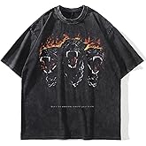 Rapidstreet Men T-Shirt Streetwear Aesthetic Graphic Tee Shirt Vintage Faded Black Hipster