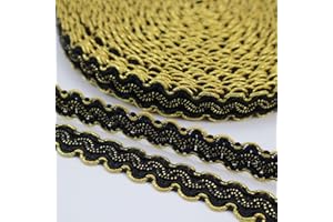 ZNZAKKA Gold Braid Trim 13 Yards Lace Ribbon Scroll Braid Trim Metallic Edge Trim for Sewing, Crafts, Garments Accessories (Black)