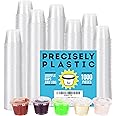 [1,000 sets - 1oz] Disposable Plastic Souffle/Portion Cups with Lids Bulk Perfect for Shot Glasses, Condiments, Toppings, Dressings, Sampling