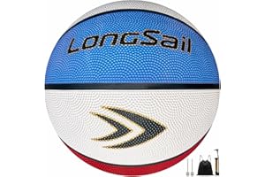 Longsail Kids Youth Adults Size 3/4/5/7 Basketball, 22.5"/25.5"/27.5"/29.5" Basketballs Composite Leather/Premium Rubber, Basketball with Pump for Indoor Outdoor, Beach and Pool Water Basketball