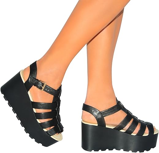 ladies black flatforms