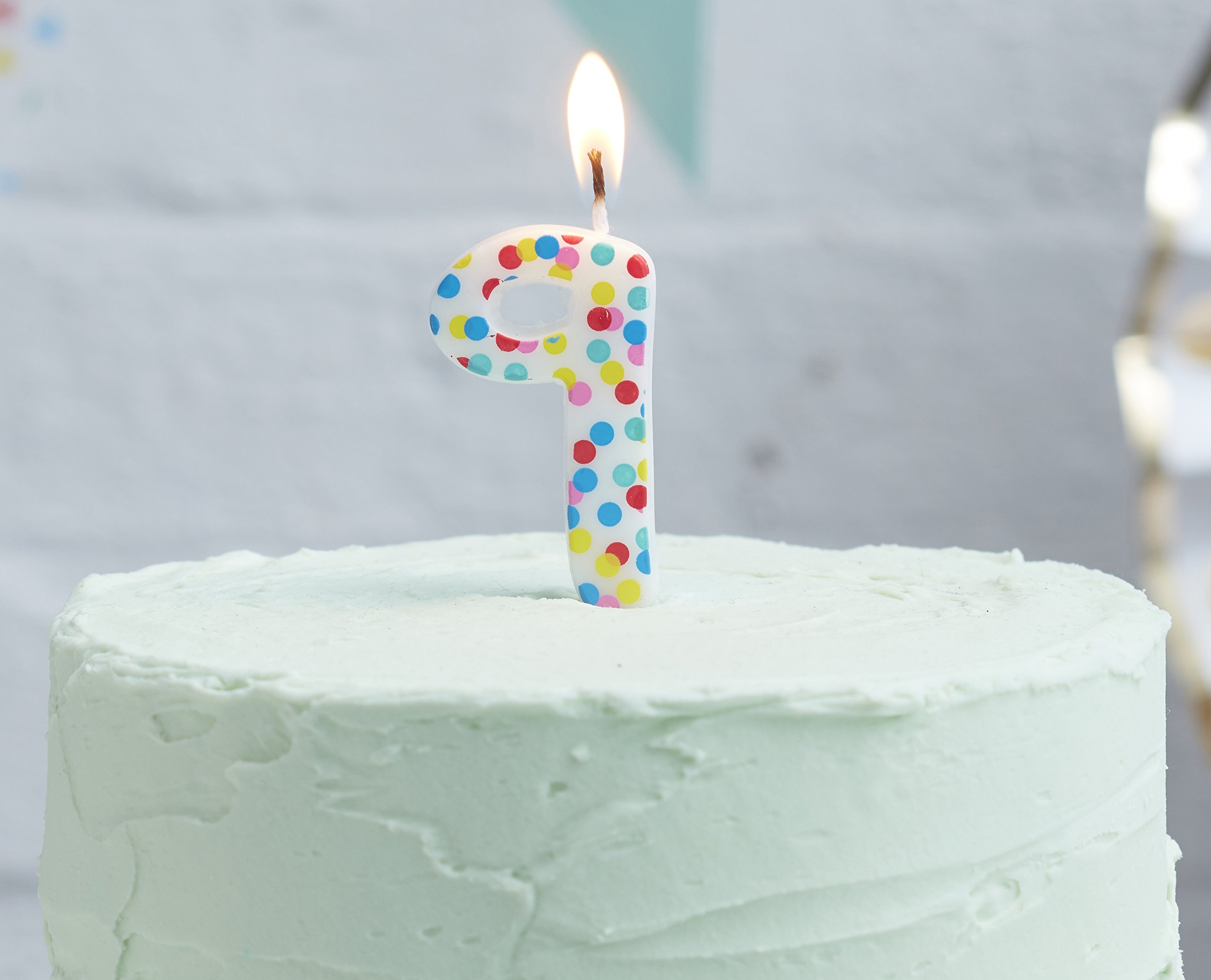 Ginger Ray Polka Dot Spotty Birthday Cake Designer Candle Number 9 - Pick and Mix