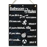 CARISPIBET Bathroom Rules Home signs bathroom signs home hanging decorations wall art decorative plaque funny signs 12" x 8"