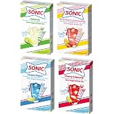Sonic Singles To Go Sugar Free Drink Mix Variety Pack - 4 Fruity Flavors | Limeade, Ocean Water, Cherry Limeade and Strawberry Lemonade - Sugar Free Water Flavoring Packets - Just Add Water