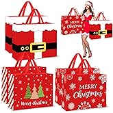 Aliceset 6 Pcs Extra Large Christmas Gift Bags 22 x 17 Inch Reusable Non Woven Jumbo Tote with Handle for Xmas Gift Wrapping(Classic)
