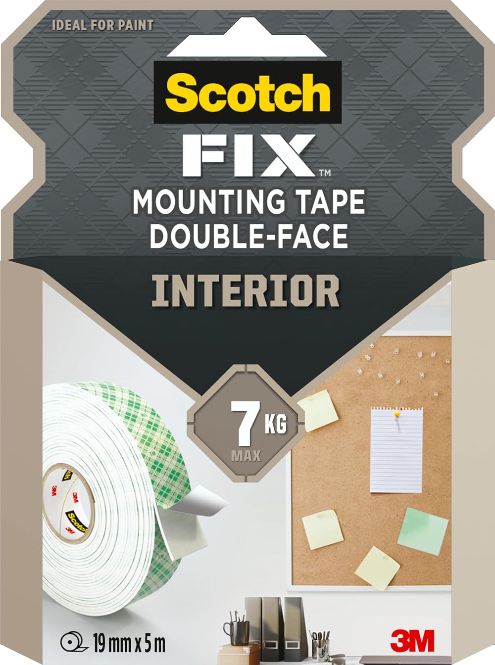 Scotch FIX Interior Mounting Tape 19mm x 5m White Holds Up to 7 kg