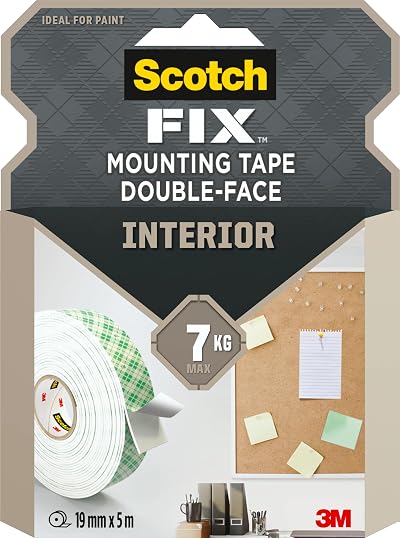 Scotch FIX Interior Mounting Tape 19mm x 5m White Holds Up to 7 kg