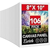 ESRICH 8x10 Canvas for Painting, 8x10 Inch Value Pack of 106, Canvas Boards for Painting, Painting Canvas for Adult & Kids-Cotton Primed Blank Canvas Panels for Oil, Watercolor, Acrylic, Tempera.