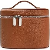 idoltimes Cosmetic Case, Leather Makeup Bag, Portable Handheld Makeup Case, Detachable Compartments