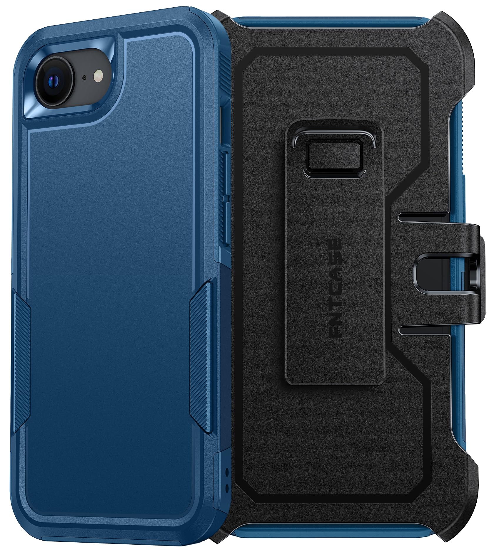 FNTCASE for iPhone 17e Phone Case: for iPhone 16e Case Heavy Duty Drop Protection with Rugged Belt-Clip Holster Military Grade Shockproof Durable Protective Cell Phone Cover (Blue)