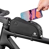 ROCKBROS Top Tube Bike Bag 1.3L 3-Point Elastic Cord Lightweight Portable | One-Hand Access Zipper,External Mesh Pockets,Anti-Wear Fabric,Headphone Jack Design,Road Commuting