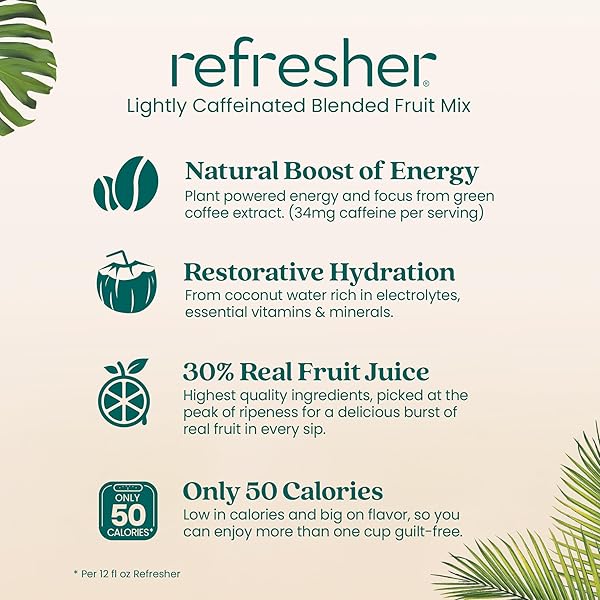 SMARTFRUIT RECHARGE REFRESHER – DRAGON FRUIT, ELDERBERRY – MADE WITH REAL FRUIT JUICE, NO ADDED SUGAR, COCONUT WATER FOR HYDRATION, GREEN COFFEE BEAN EXTRACT FOR NATURAL ENERGY – 48OZ DRINK MIX