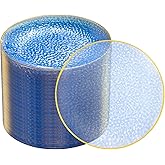 Rubtlamp 100PCS 6inch Blue Plastic Dessert Plates, Hammered Blue Disposable Appetizer with Gold Rim, Heavy Duty Small Salad Cake Plates, Fancy Cute Plastic Plates