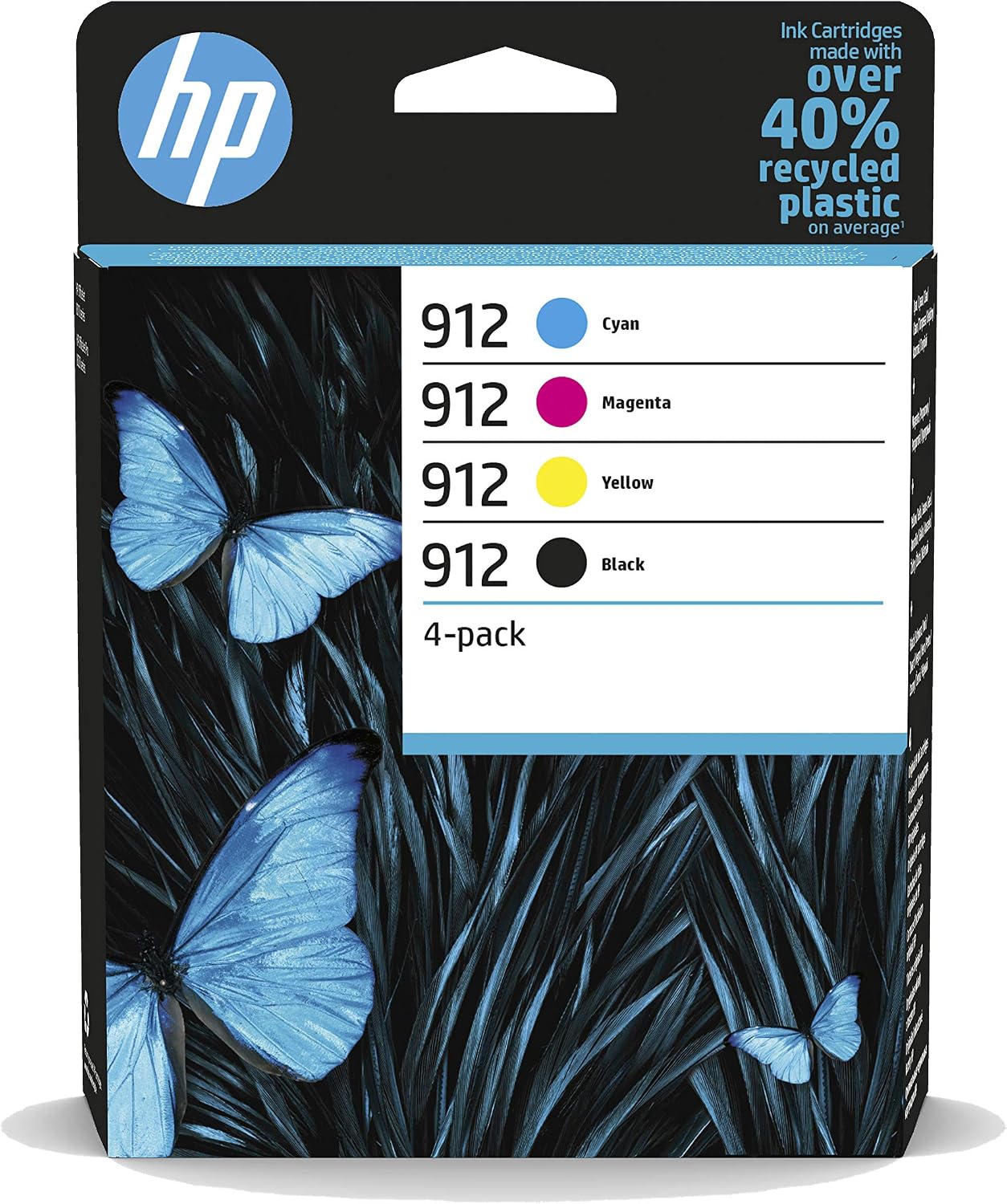 HP 6ZC74AE 912 Original Ink Cartridges, Black/Cyan/Magenta/Yellow, Multipack, Black, Cyan, Magenta and Yellow, 4 count (Standard Yield)