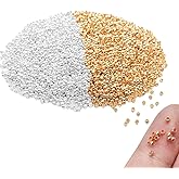 Mulutoo 4000 Pieces 2mm Metal Round Crimp Beads Spacer Stoppers Beads Clamp Ends Metal Bead Spacers for DIY Bracelet Jewelry Making (Gold and Silver)